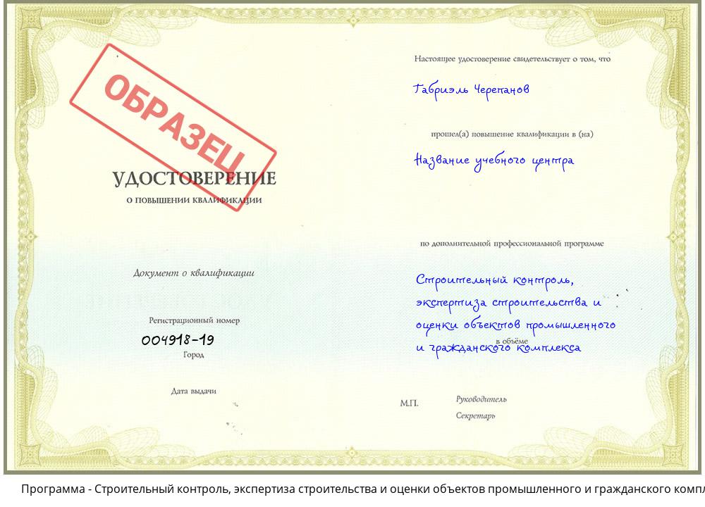 Строительный контроль, экспертиза строительства и оценки объектов промышленного и гражданского комплекса Лесной