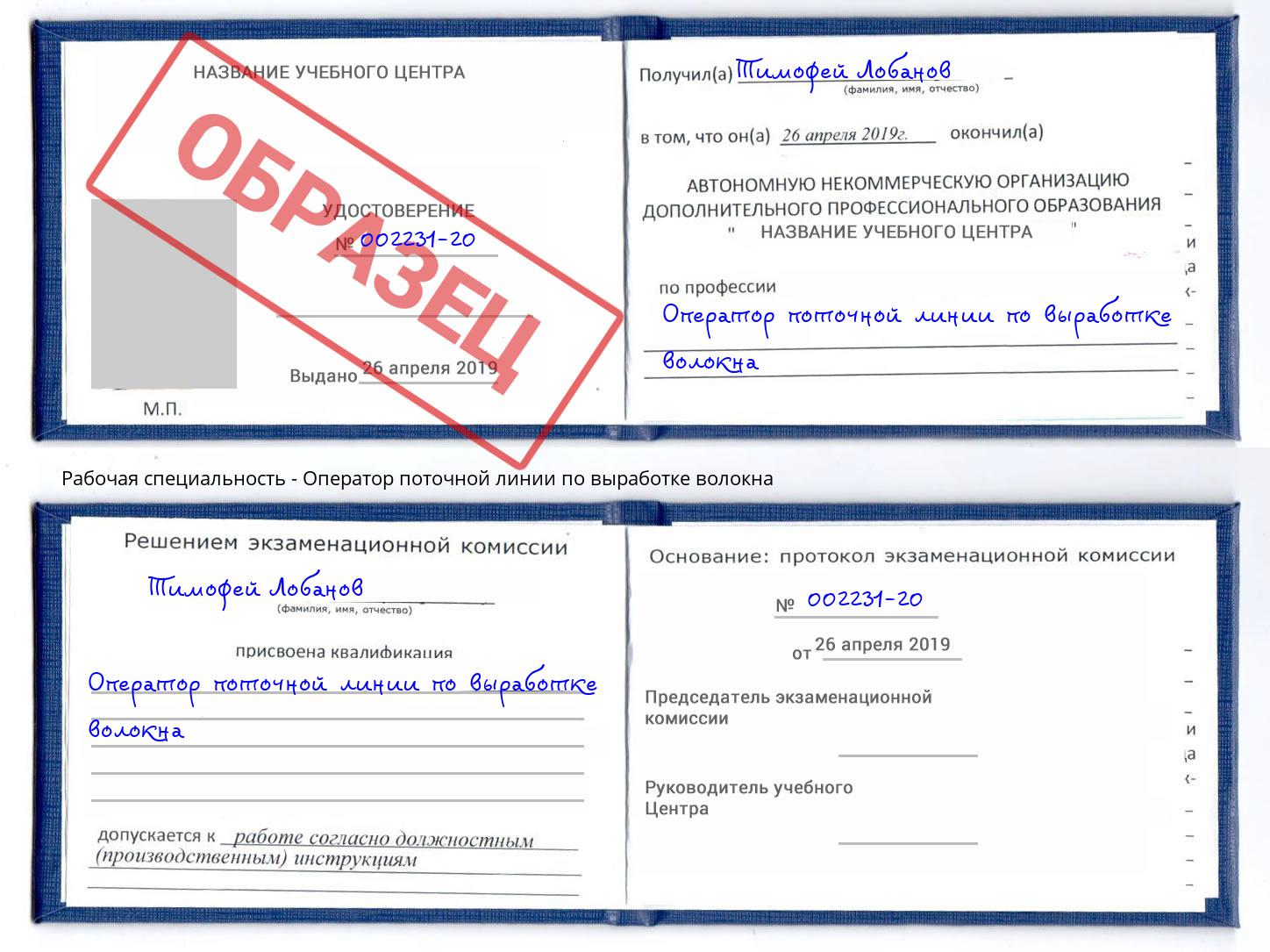 Оператор поточной линии по выработке волокна Лесной