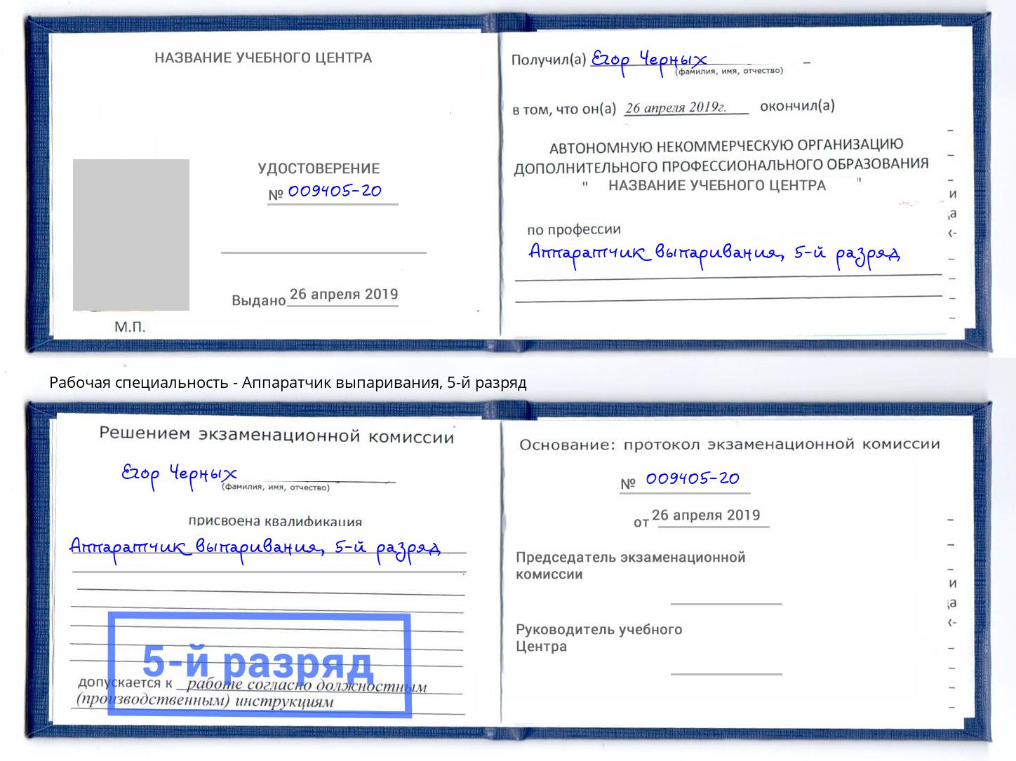 корочка 5-й разряд Аппаратчик выпаривания Лесной