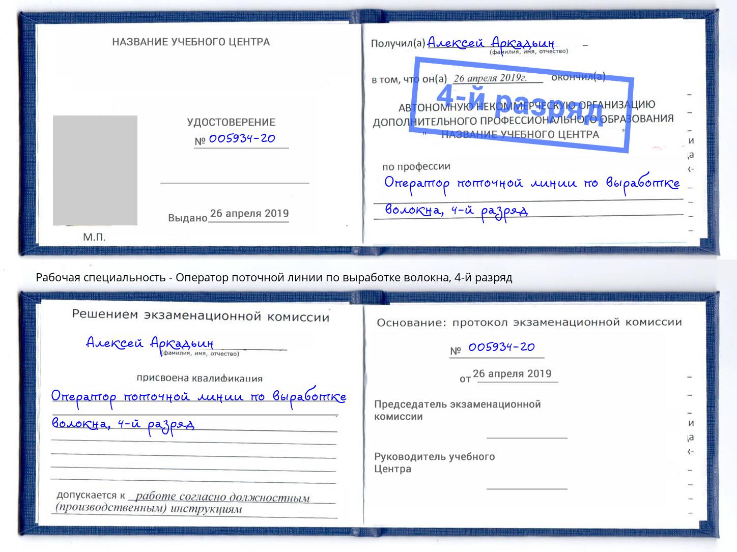 корочка 4-й разряд Оператор поточной линии по выработке волокна Лесной